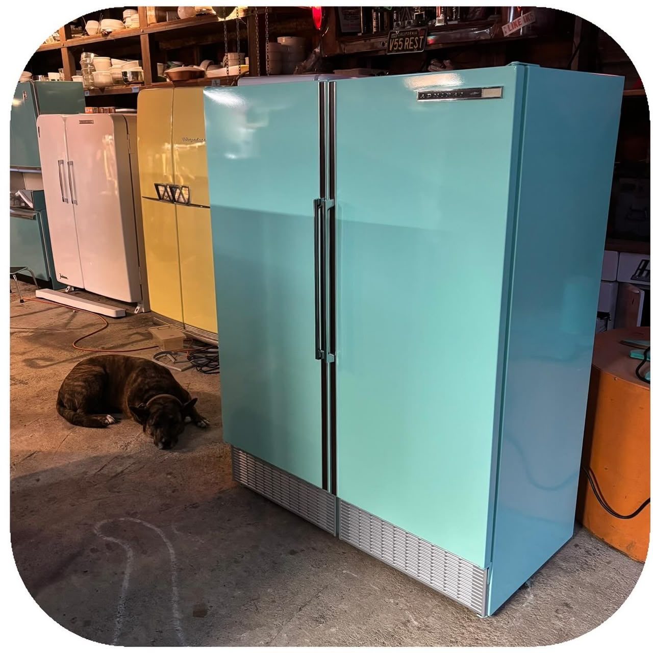 1960s Admiral Side-by-Side Refrigerator & Freezer, Turquoise