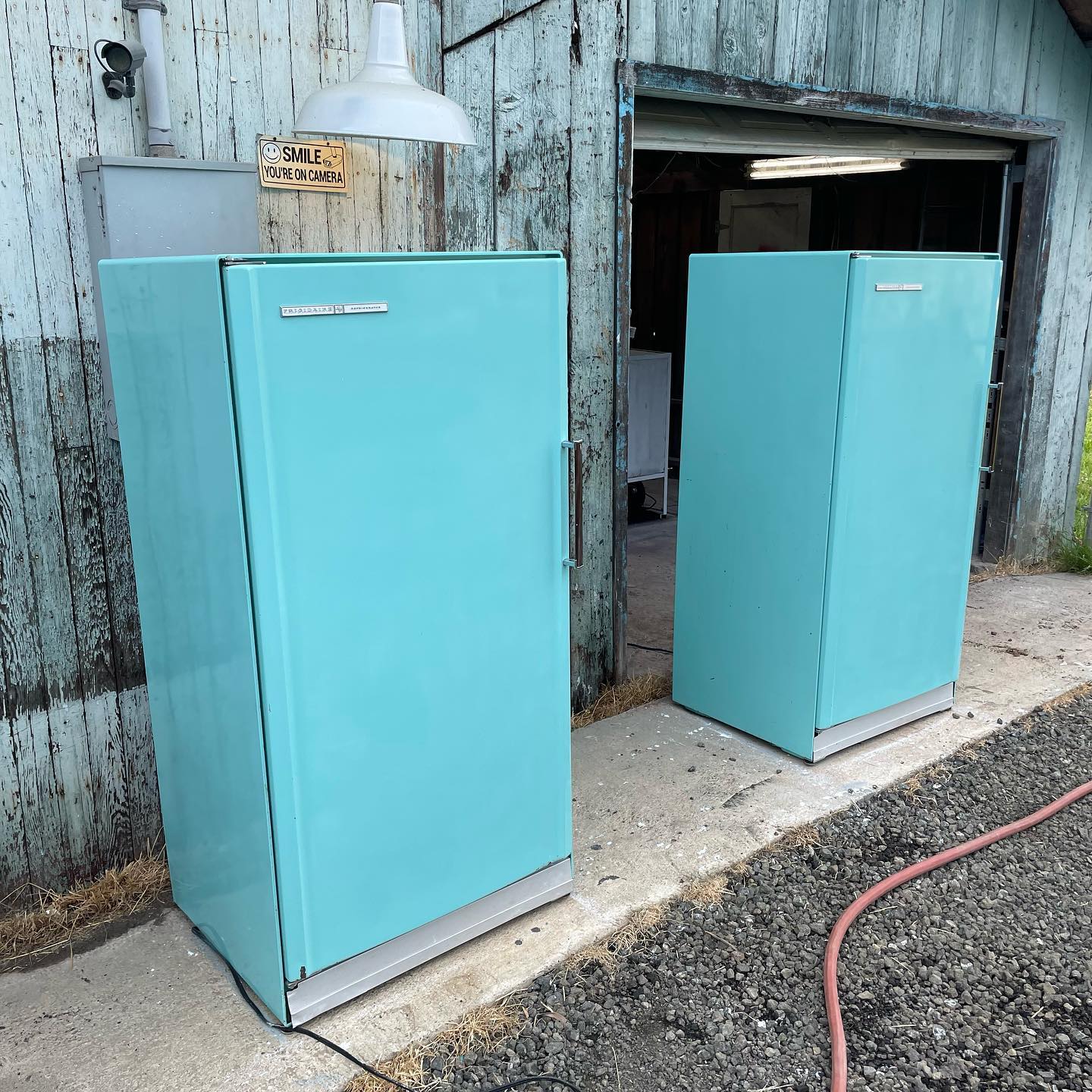 Matching Pair of Single-Door Refrigerators, Turquoise
