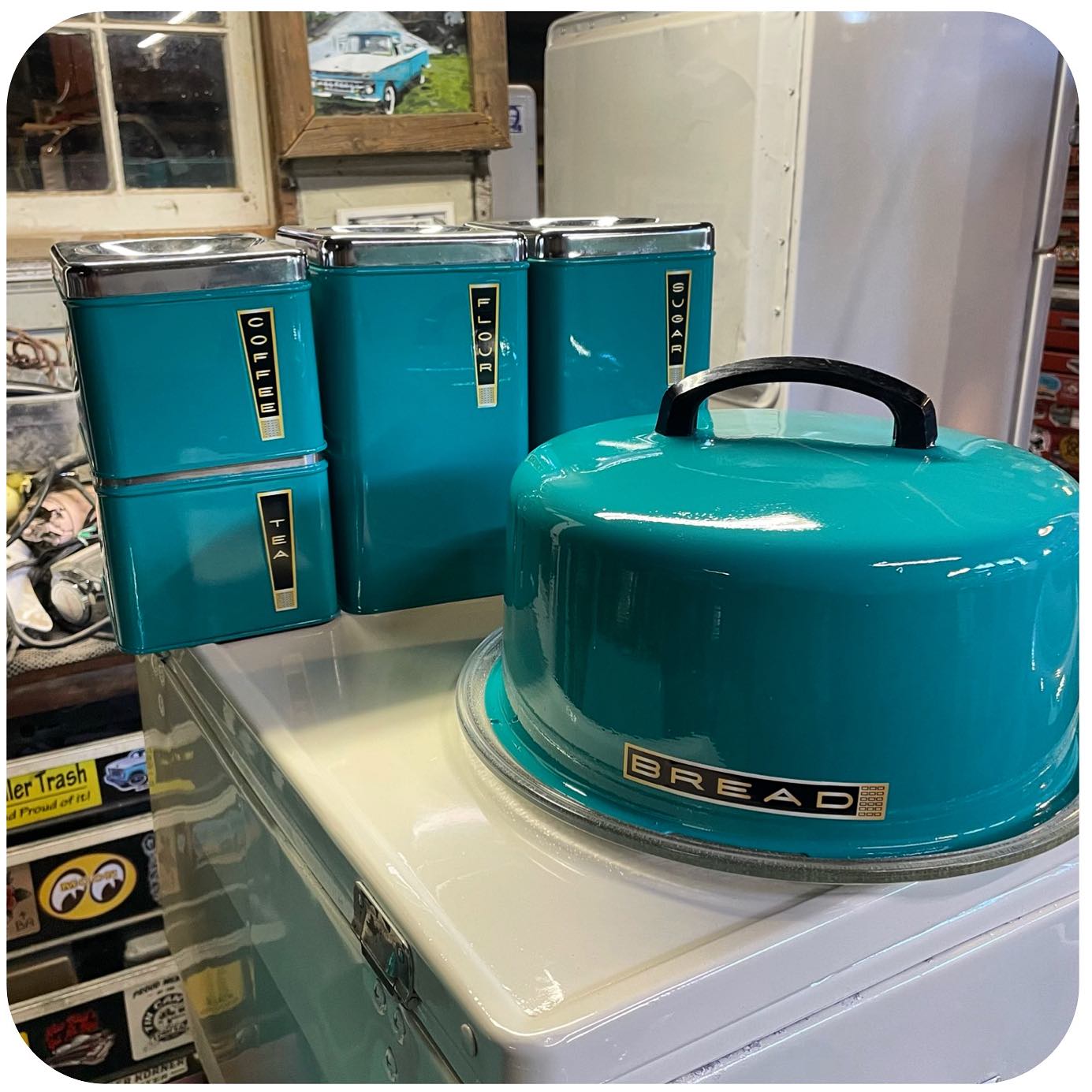 Canister Set & Bread Keeper, Teal