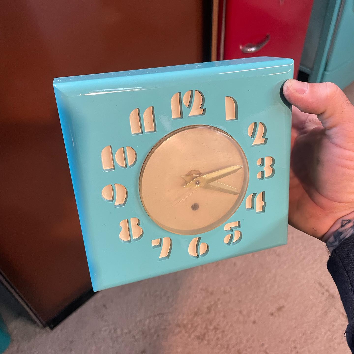 Square Kitchen Wall Clock, Turquoise