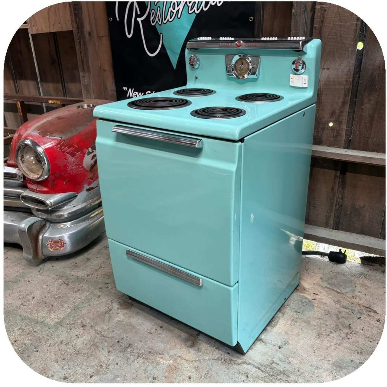 24-Inch Electric Range with Clock, Turquoise