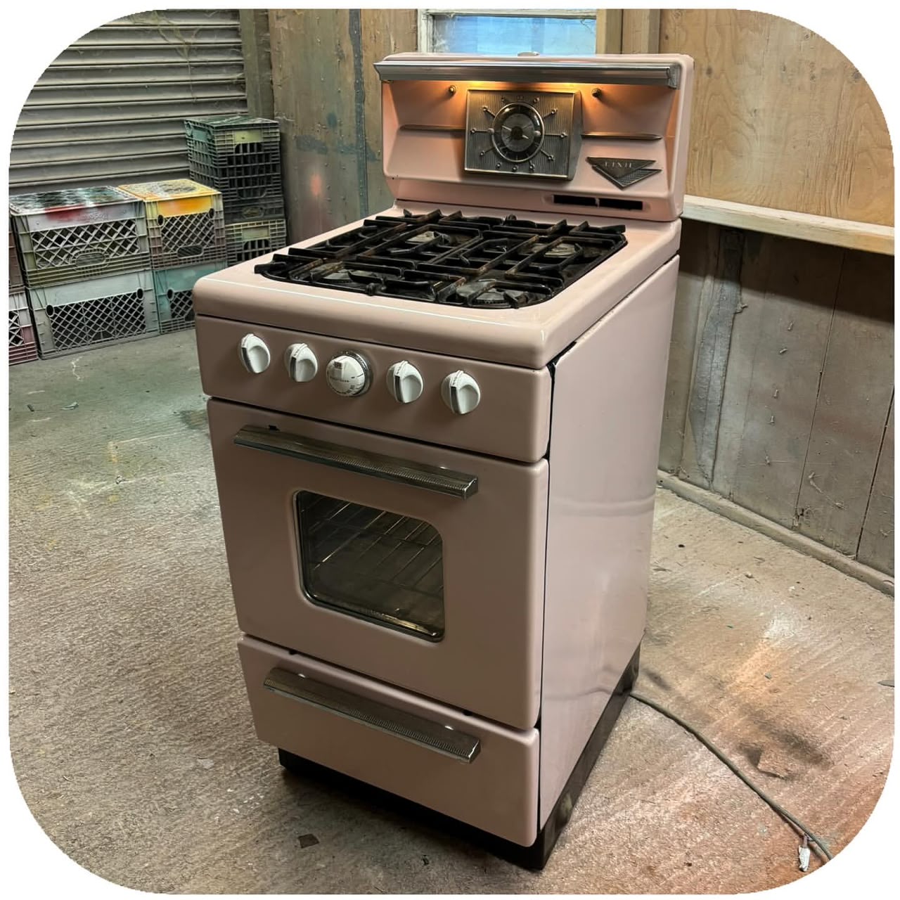 1950s Dixie Apartment-Size Gas Range, Pink