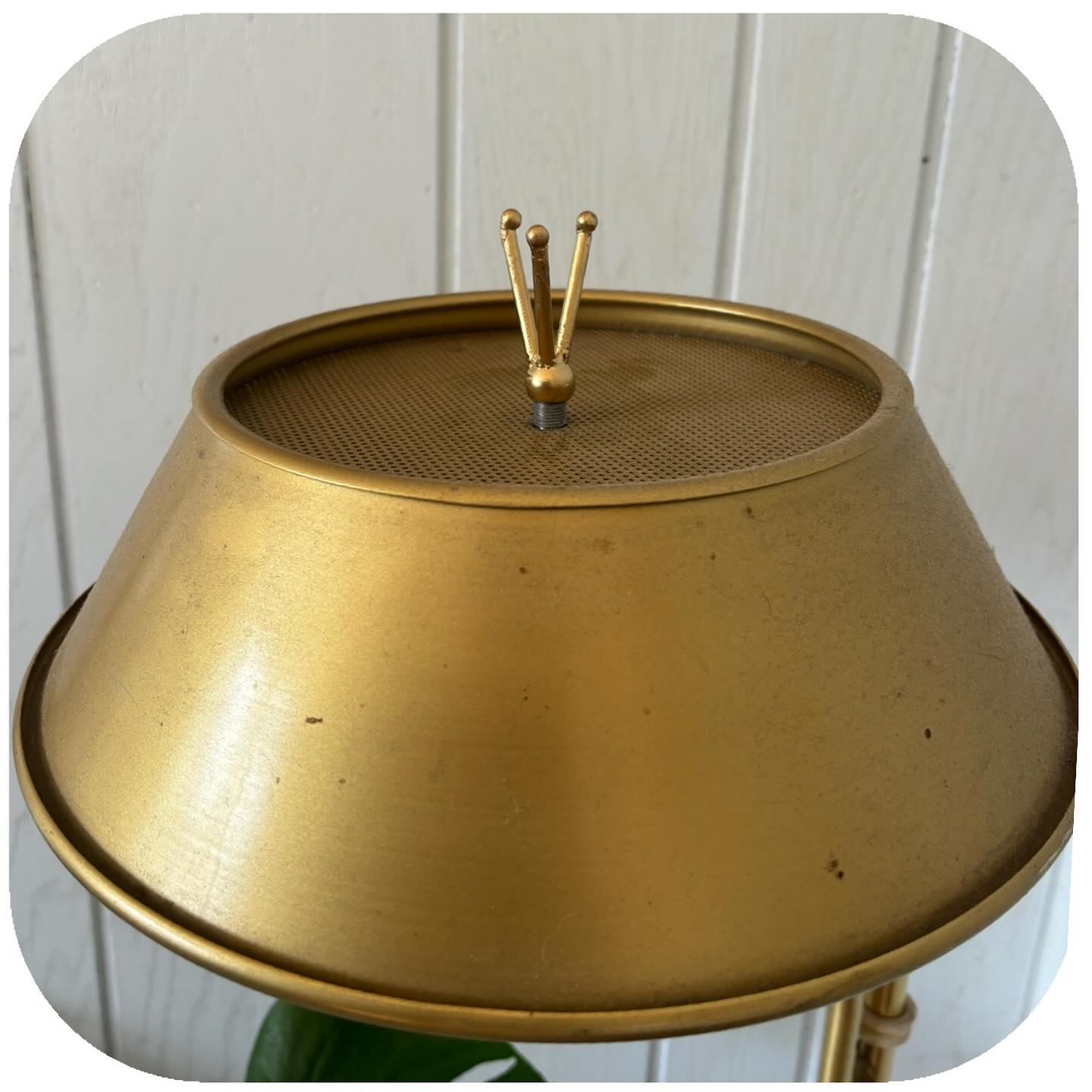Gold Metal Shade Lamp with Atomic Finial